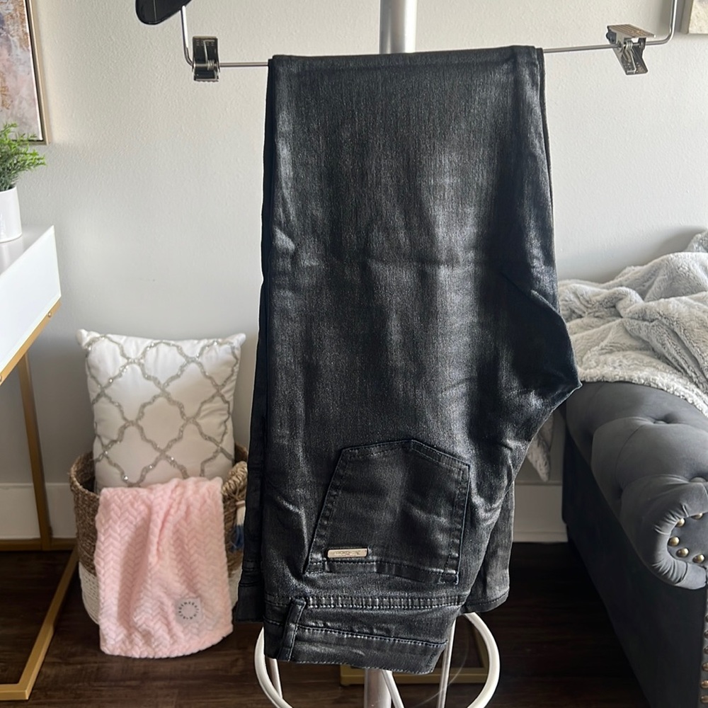 Black Leather Matte Juicy Couture Straight Leg Jeans